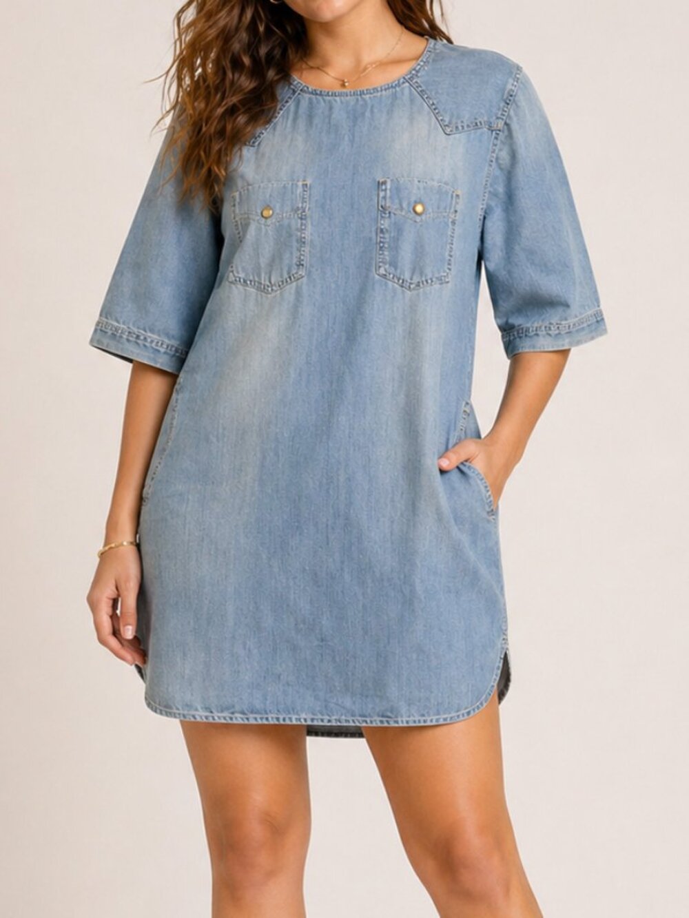 A Play With A Happy Ending Chambray Western Mini Dress